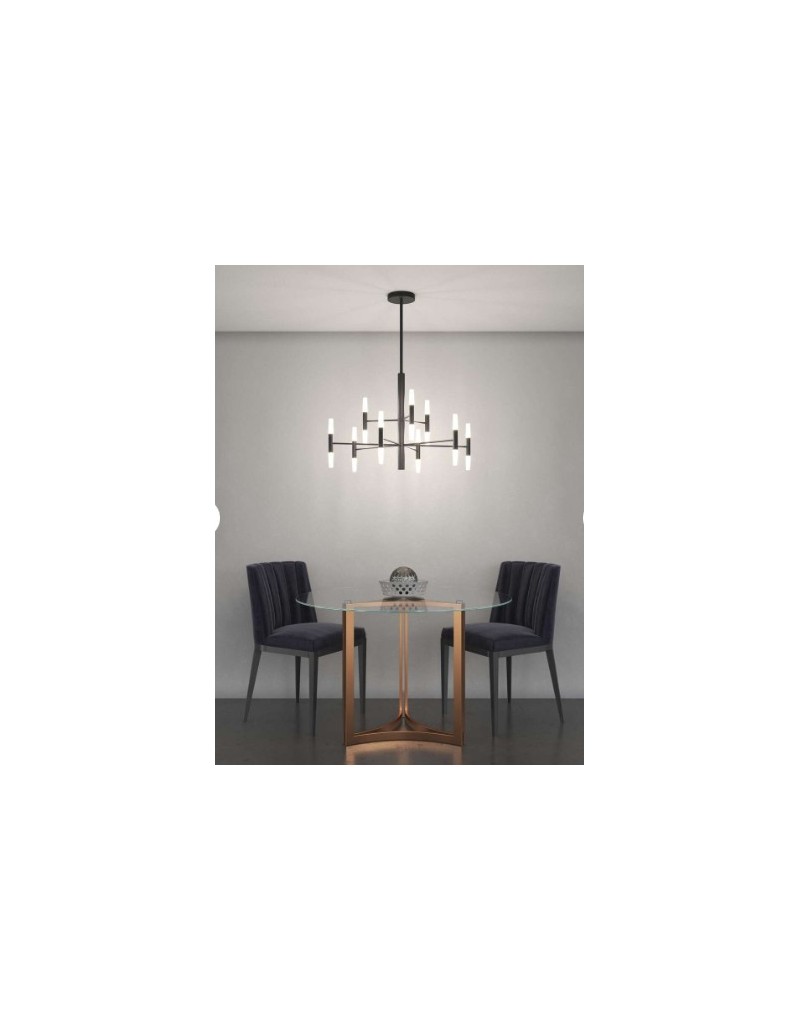 Lampadario Space Ø 80 cm 18 luci in metallo nero e acrilico satinato, G9 | Top Light -TOP LIGHT