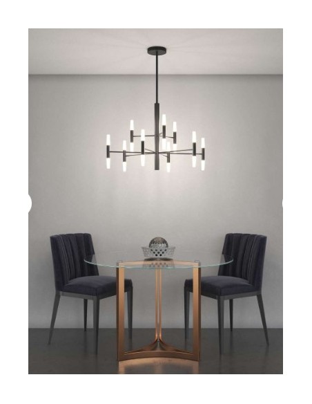 Lampadario Space Ø 80 cm 18 luci in metallo nero e acrilico satinato, G9 | Top Light -TOP LIGHT
