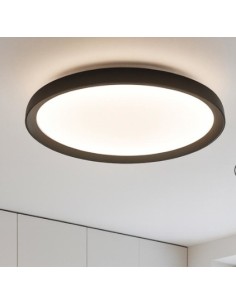 Plafoniera LED biemissione Plana Ø 50 cm in metallo nero, 44 W CCT 3000-4000 K | Top Light -TOP LIGHT