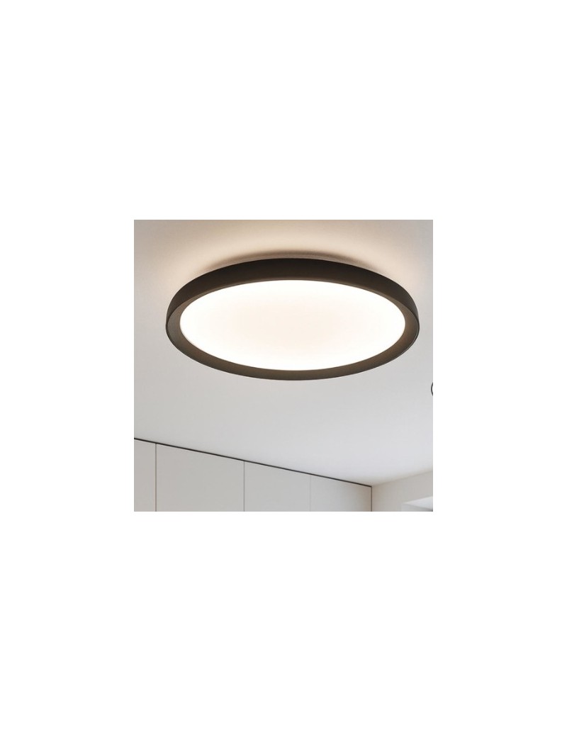 Plafoniera LED biemissione Plana Ø 50 cm in metallo nero, 44 W CCT 3000-4000 K | Top Light -TOP LIGHT