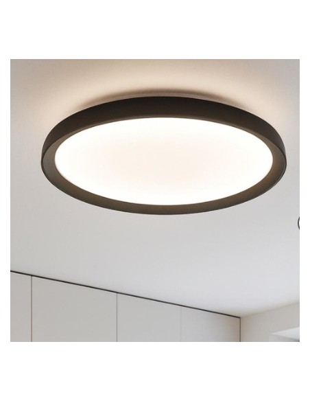 Plafoniera LED biemissione Plana Ø 50 cm in metallo nero, 44 W CCT 3000-4000 K | Top Light -TOP LIGHT