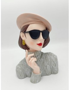 Scultura Donna Paris in resina multicolore, diva d'altri tempi, H 26 cm | Mauro Ferretti -MAURO FERRETTI