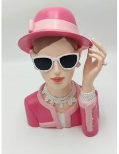 Scultura Donna Paris in poliresina con tailleur rosa, H 26 cm | Mauro Ferretti -MAURO FERRETTI