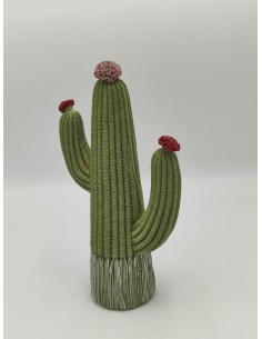 Statua cactus decorativa Stons verde con fiori multicolore, 13 x 7 x 25 cm | Mauro Ferretti -MAURO FERRETTI