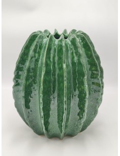Vaso cactus in ceramica verde lucido a rilievo, Ø 28 cm | Mauro Ferretti -MAURO FERRETTI