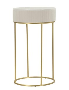 Tavolino alto tondo Wedding Ø 50 cm H 90 in legno crema e oro satinato | Mauro Ferretti -MAURO FERRETTI
