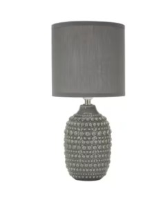 Lampada da comodino Point in ceramica grigio con paralume in tessuto, Ø 15 cm | Mauro Ferretti -MAURO FERRETTI