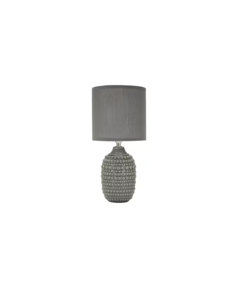 Lampada da comodino Point in ceramica grigio con paralume in tessuto, Ø 15 cm | Mauro Ferretti -MAURO FERRETTI