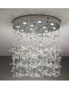 Lampada a sospensione LED con base cromata e cristalli trasparenti Ø 80 cm | Illuminati -ILLUMINATI