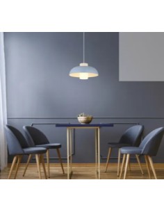Lampada a sospensione Koen Ø 38 in metallo blu opaco e vetro opalino, E27 | Globo -GLOBO LIGHTING