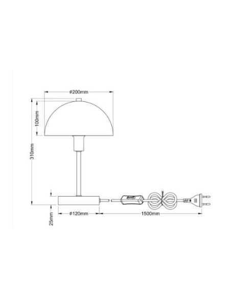 Lampada da tavolo Atoma I a fungo in metallo sabbia satinato, Ø 20 cm, E14 | Globo Lighting -GLOBO LIGHTING