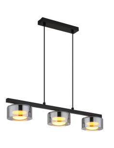 Lampada a sospensione LED Higgins 3 luci in metallo nero e vetro fumé, 65 cm, GX53 | Globo -GLOBO LIGHTING 2