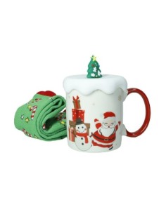 Mug con tappo in silicone e calzini natalizi in cotone | Brandani -BRANDANI