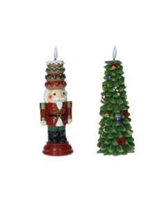 Candela natalizia Festivity in cera con LED, soggetto albero o soldatino | Brandani -BRANDANI