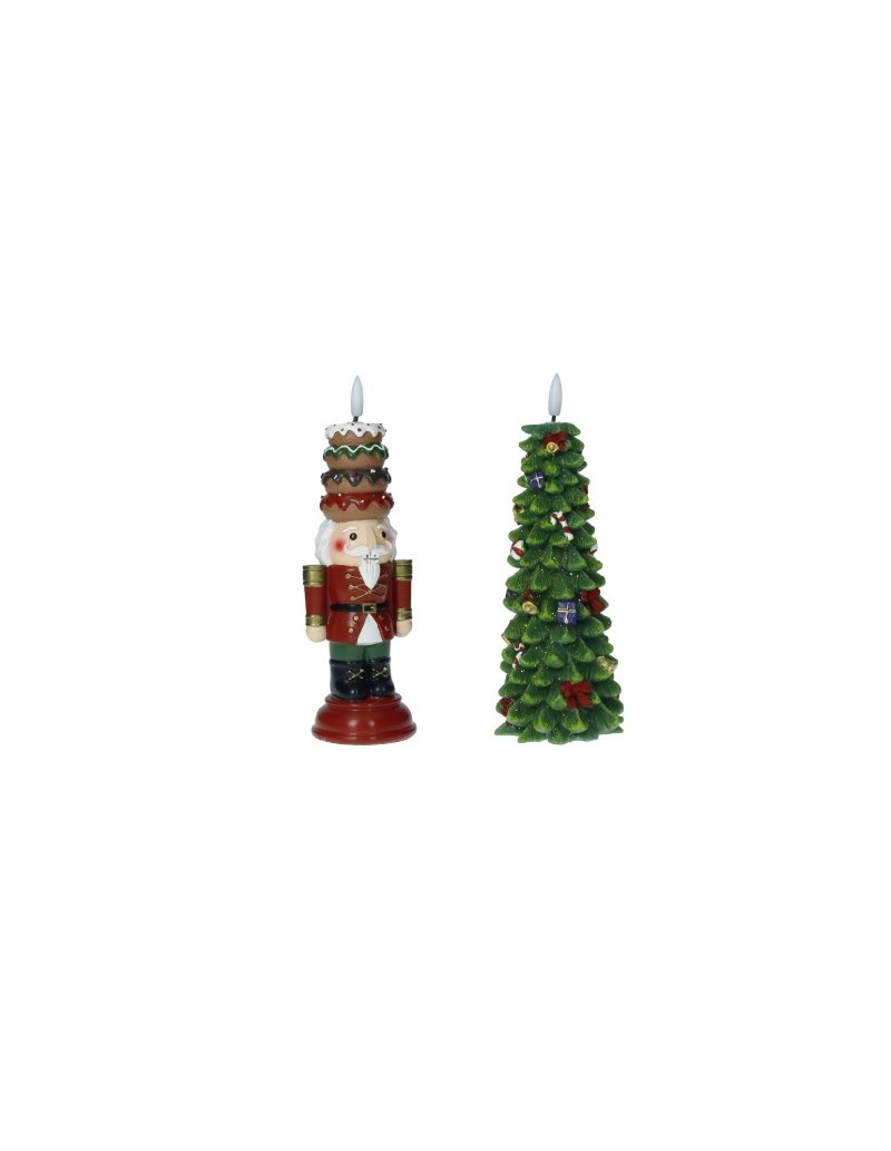 Candela natalizia Festivity in cera con LED, soggetto albero o soldatino | Brandani -BRANDANI