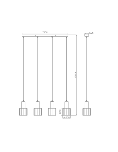 Sospensione a barra Walton, 4 pendenti in metallo caffè e vetro rigato, 78 cm | Globo Lighting -GLOBO LIGHTING 2