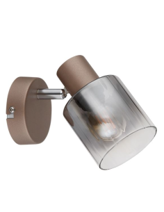 Faretto da parete orientabile Walton 1 luce in metallo caffè e vetro fumé, E14 | Globo -GLOBO LIGHTING