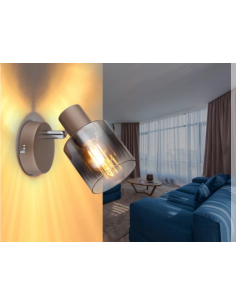 Faretto da parete orientabile Walton 1 luce in metallo caffè e vetro fumé, E14 | Globo -GLOBO LIGHTING 2
