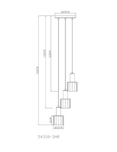 Sospensione Walton a 3 luci in metallo caffè e vetro rigato, base Ø 28 cm | Globo Lighting -GLOBO LIGHTING 2