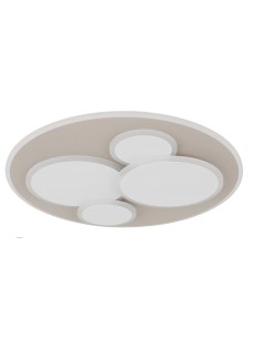Plafoniera LED Monty tonda Ø 49 cm a 4 anelli in metallo bianco e sabbia, 3000 K | Globo -GLOBO LIGHTING