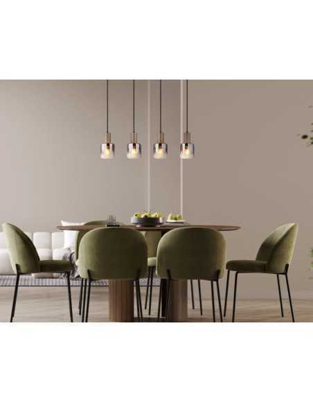 Sospensione a barra Walton, 4 pendenti in metallo caffè e vetro rigato, 78 cm | Globo Lighting -GLOBO LIGHTING