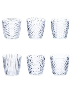 Geometrie Clear set 6 bicchieri acqua in vetro a rilievo, 380 ml | Villa d'Este -VILLA D' ESTE