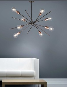 Plafoniera Bloom Ø 82 a 8 luci in metallo nero con dettagli rame, E27 | Bonetti Illumina -BONETTI ILLUMINA
