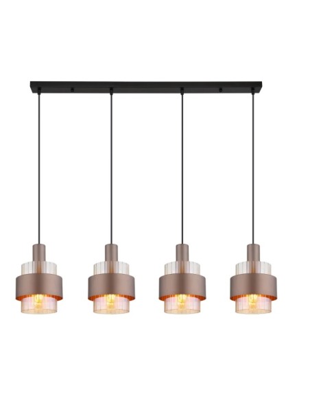 Sospensione Milley a 4 pendenti in vetro ambra e metallo nero satinato | Globo Lighting -GLOBO LIGHTING