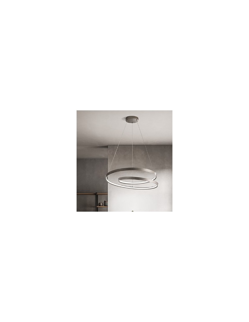 Sospensione LED Ø 60 in grigio spazzolato, 55 W dimmerabile CCT 3000-6000K | Perenz -PERENZ