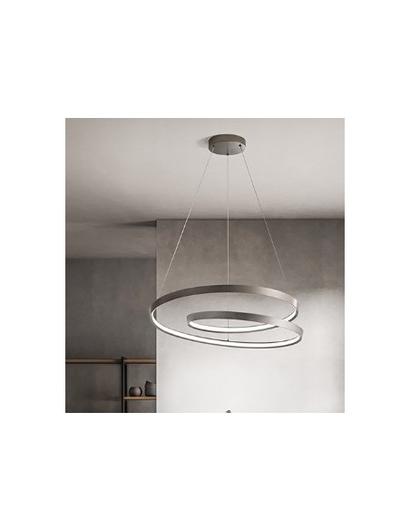 Sospensione LED Ø 60 in grigio spazzolato, 55 W dimmerabile CCT 3000-6000K | Perenz -PERENZ