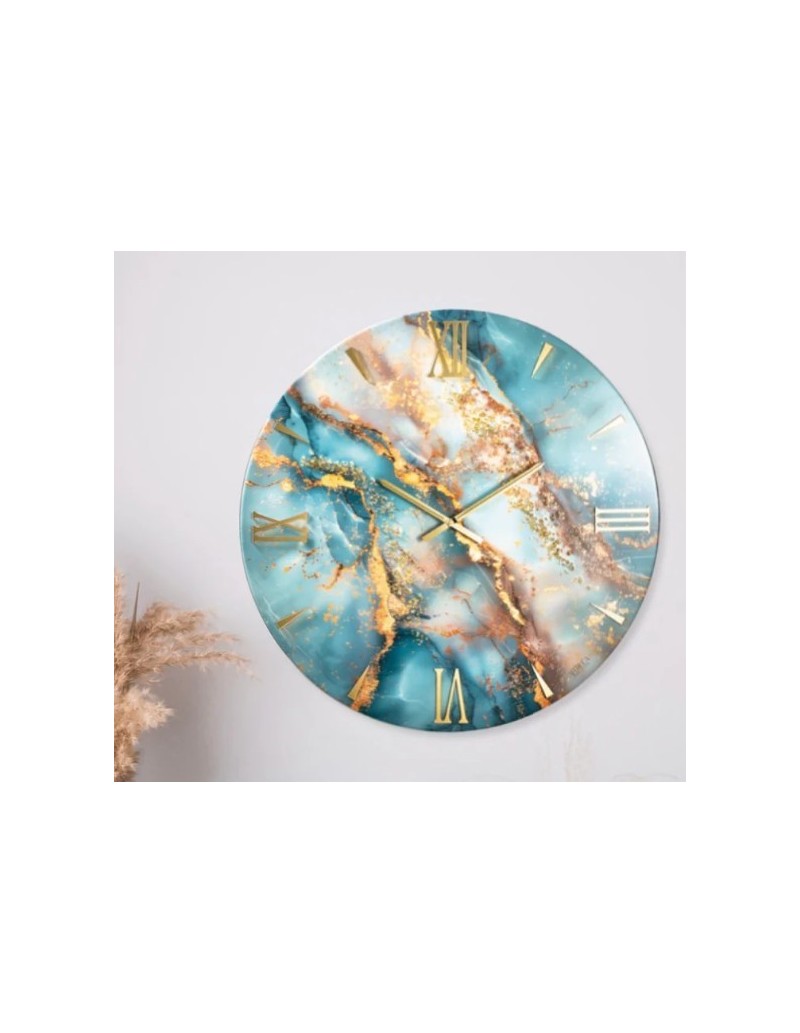 Orologio da parete Galassia Ø 80 cm effetto marmo e oro, numeri oro lucido | Artidea -ARTIDEA