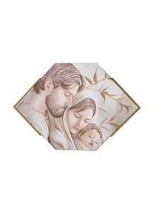 Capoletto a rombo Sacra Famiglia con cornice oro, 85x58 cm | Artidea -ARTIDEA