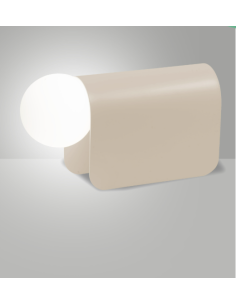 Lumetto Birba in metallo tortora con sfera in vetro bianco, H 27 cm | Fabas Luce -FABAS LUCE