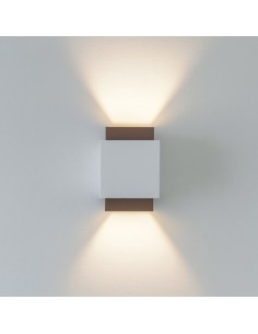 Applique quadrata in gesso bianco con dettaglio bronzo, 2 GX53 alto/basso | Sforzin -SFORZIN - MILOOX