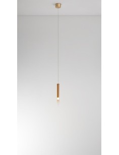 Sospensione LED a calata Ø 4 in vetro ambra specchiato e oro spazzolato, 8 W | Perenz -PERENZ