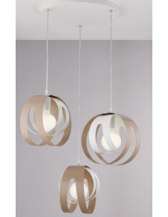 Lampada a sospensione Tobias Ø 55 a gabbia in metallo bianco e tortora, 3 E27 | Be Light -BONETTI ILLUMINA 2