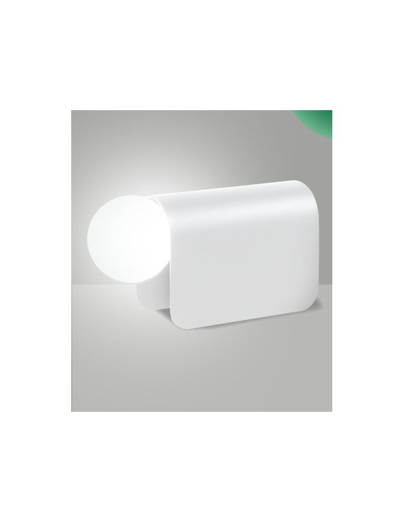 Lumetto Birba in metallo bianco con sfera in vetro bianco, H 27 cm | Fabas Luce -FABAS LUCE