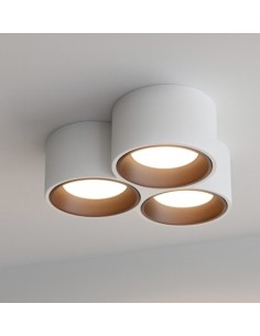 Plafoniera Nappo 3 cilindri in gesso bianco con anelli bronzo, 3 GX53 | Sforzin -SFORZIN - MILOOX 2