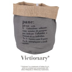Sacchetto pane Victionary in cotone e juta grigio con scritta | Villa d'Este -VILLA D' ESTE 2