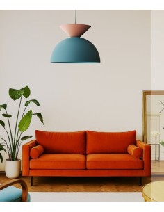 Lampada a sospensione Newton Tip Ø 40 in metallo blu e terracotta, E27 | Lumicom -LUMICOM