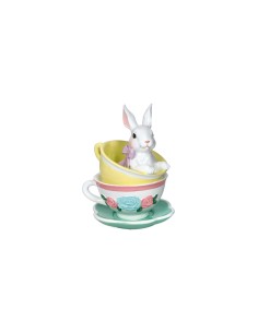 Coniglietta pasquale Cucù in resina dai colori delicati, H 16 cm | Brandani -BRANDANI
