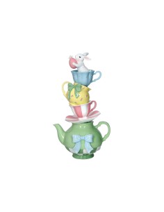 Coniglietta pasquale Tea Time in resina dai colori delicati | Brandani -BRANDANI