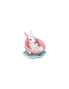 Coniglietta pasquale Relax in resina dai colori delicati, H 12 cm | Brandani -BRANDANI