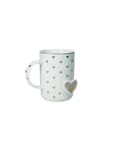 Mug Amore Mio con cuoricini oro in new bone china | Brandani -BRANDANI