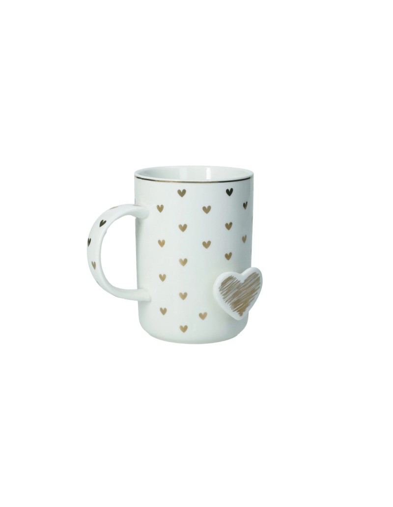 Mug Amore Mio con cuoricini oro in new bone china | Brandani -BRANDANI