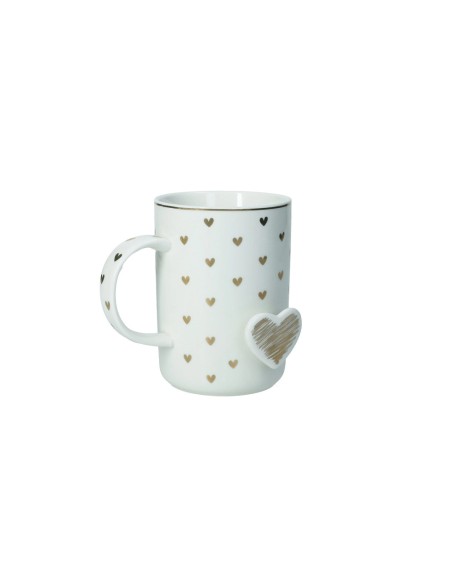 Mug Amore Mio con cuoricini oro in new bone china | Brandani -BRANDANI