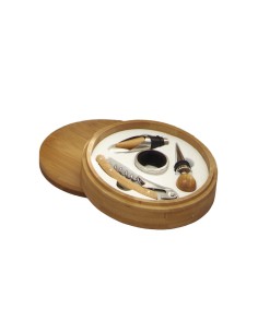 Set degustazione vino 5 accessori con cofanetto in bambù | Brandani -BRANDANI