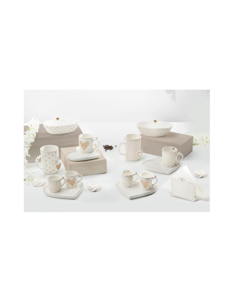 Set 2 tazzine Amore Mio con piattino a cuore Tête-à-Tête | Brandani -BRANDANI
