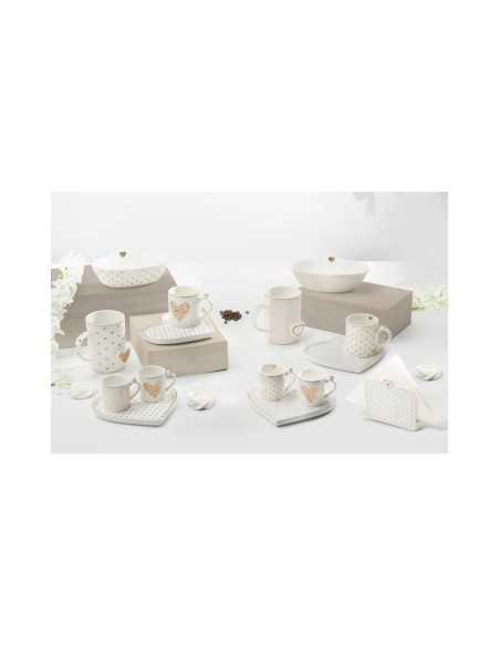 Set 2 tazzine Amore Mio con piattino a cuore Tête-à-Tête | Brandani -BRANDANI