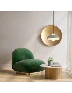 Lampada a sospensione Koen Ø 38 in metallo verde opaco e vetro opalino, E27 | Globo -GLOBO LIGHTING